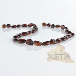Amber necklace polished cherry flat olive short